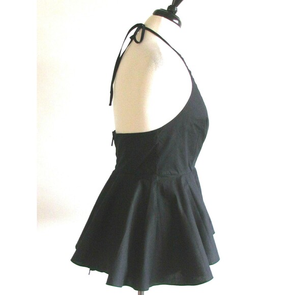 Women's Blouses Designer Kendall & Kylie Black Halter Peplum Style Blouse Large - Picture 10 of 14